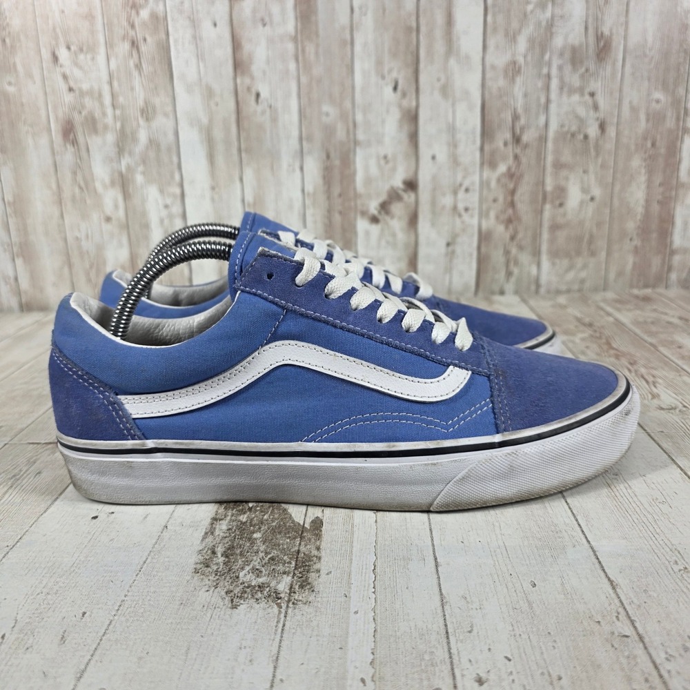 Vans Old Skool Blue White Canvas Suede Low Top Skate Shoes‎ Mens 9 Womens 10.5